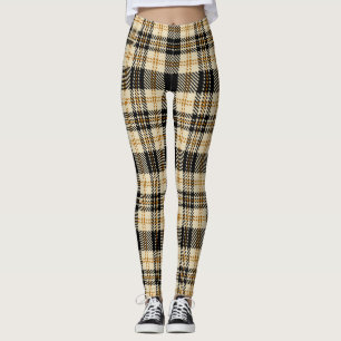 Leggings Patrón de trenzado negro beige marrón