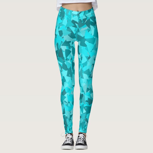 Leggings Patrón de triángulo azul turquesa (Anverso)