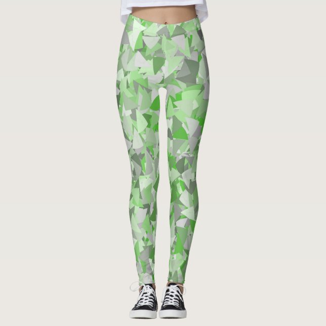 Leggings Patrón de triángulo gris verde (Anverso)