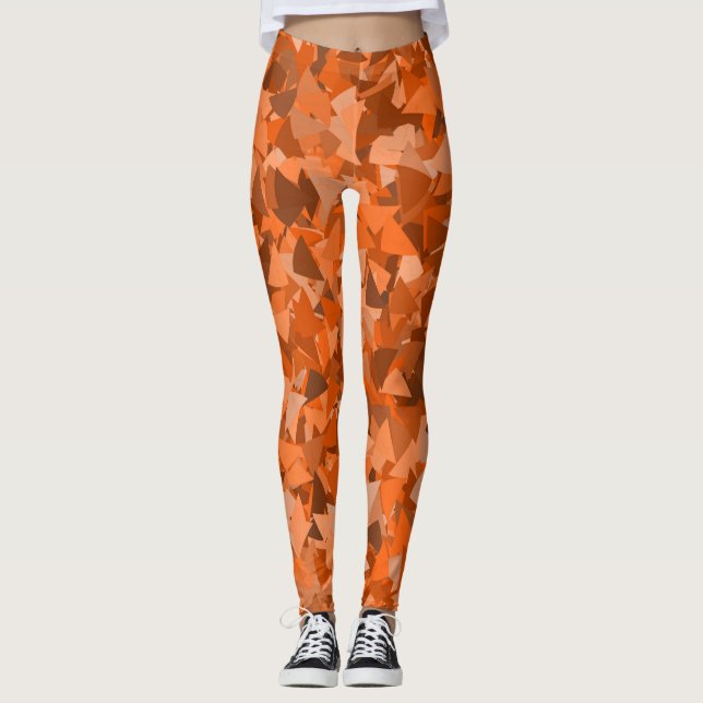 Leggings Patrón de triángulo marrón naranja (Anverso)