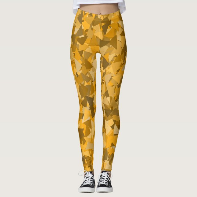 Leggings Patrón de triángulo marrón naranja (Anverso)