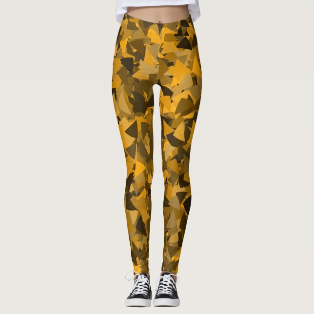 Leggings Patrón de triángulo naranja marrón (Anverso)