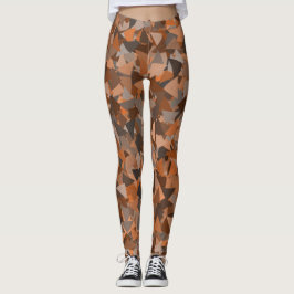 Leggings Patrón de triángulo naranja marrón