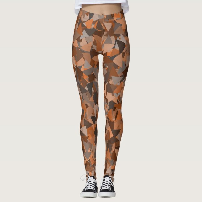 Leggings Patrón de triángulo naranja marrón (Anverso)