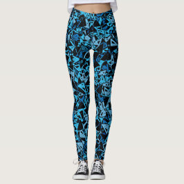 Leggings Patrón de triángulo negro azul