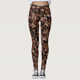 Leggings Patrón de triángulo negro marrón