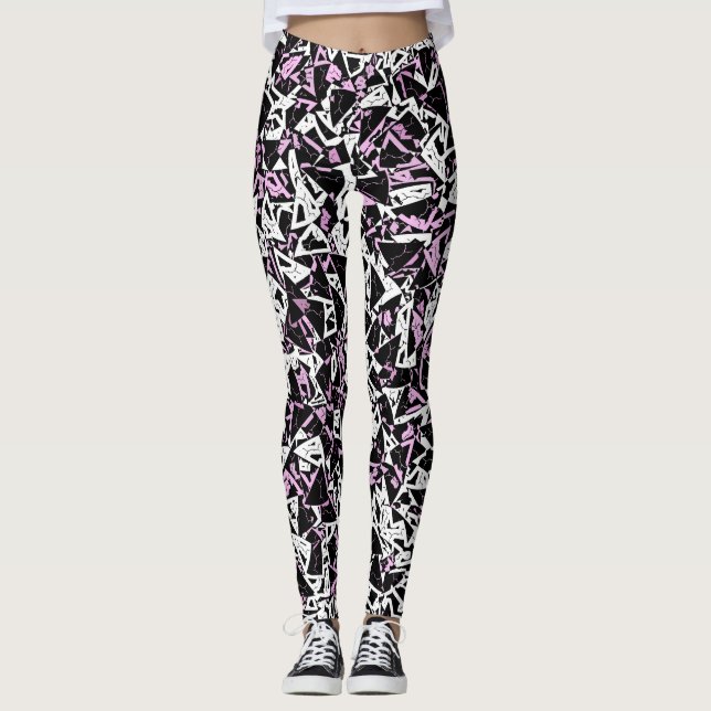 Leggings Patrón de triángulo negro morado (Anverso)