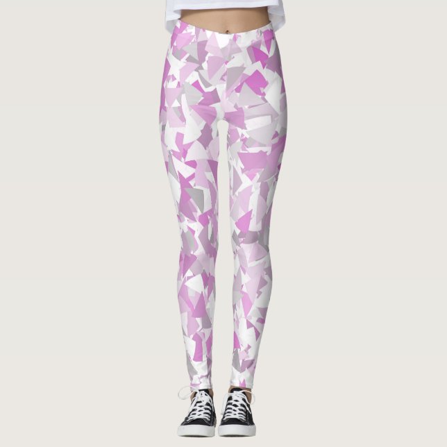 Leggings Patrón de triángulo púrpura rosa (Anverso)