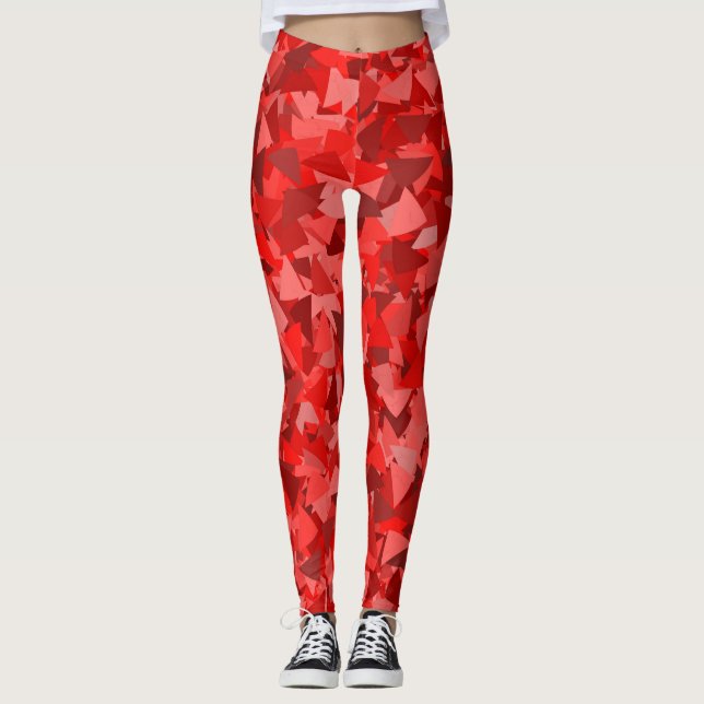Leggings Patrón de Triángulo Rojo (Anverso)