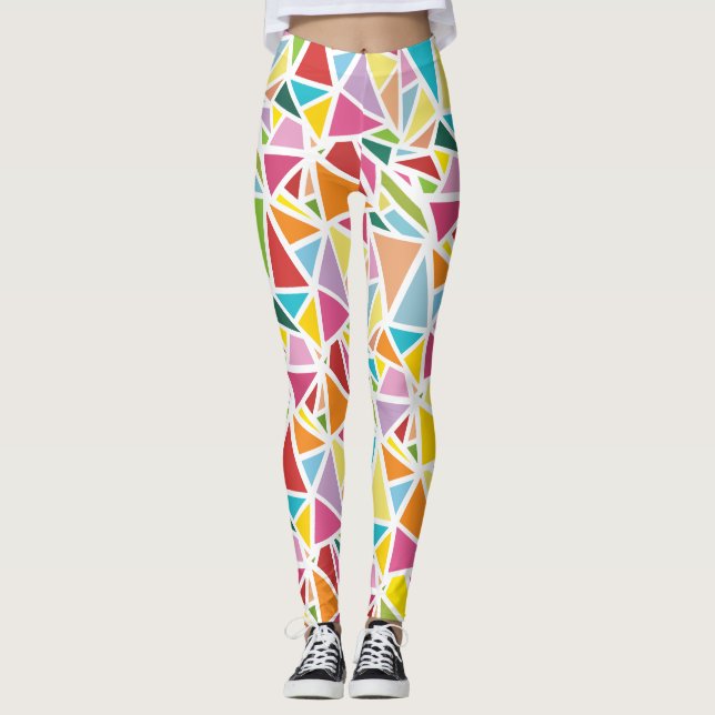 Leggings Patrón de triángulos coloridos (Anverso)