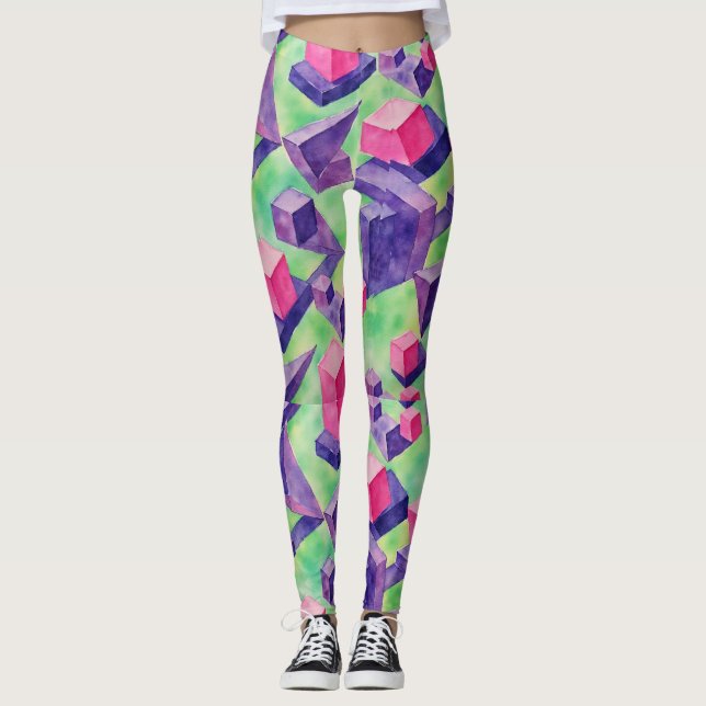 Leggings Patrón de triángulos imposibles de cubos flotantes (Anverso)
