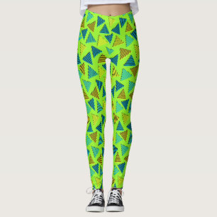 Leggings Patrón de triángulos retro de neón de 80/90