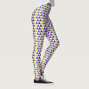 Leggings Patrón de triángulos - verde lila negro + tu espal