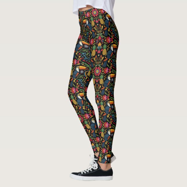 Leggings Patrón de Tucán Tropical (Izquierda)
