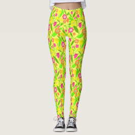 Leggings Patrón de tulipanes amarillos