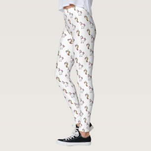 Leggings Patrón de unicornio de neón corto
