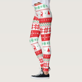 Leggings Patrón de vacaciones de los Navidades nórdicos de 