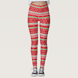 Leggings Patrón de vacaciones de Navidades rojos blancos y 