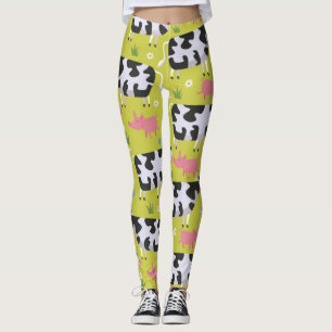 Leggings Patrón De Vacas Y Cerdos