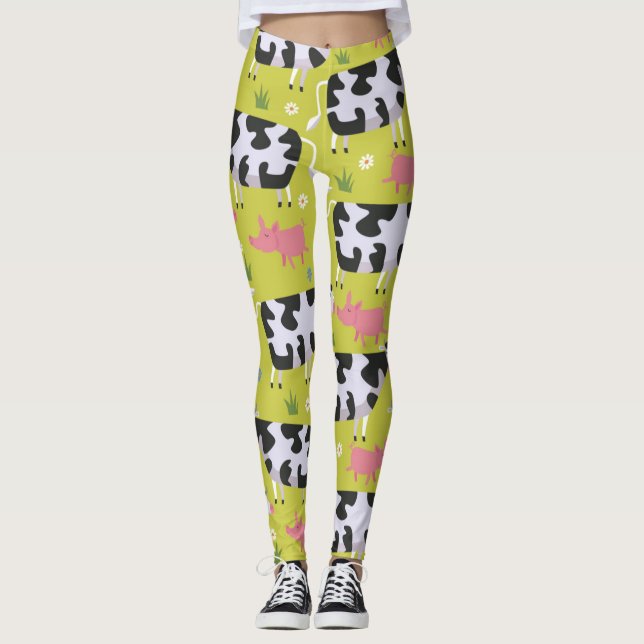 Leggings Patrón De Vacas Y Cerdos (Anverso)