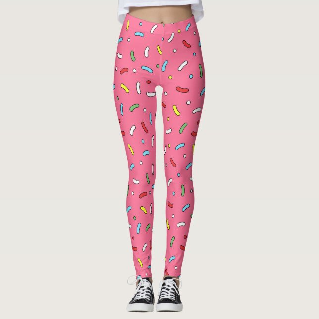 Leggings Patrón de vaina rosada divertida (Anverso)