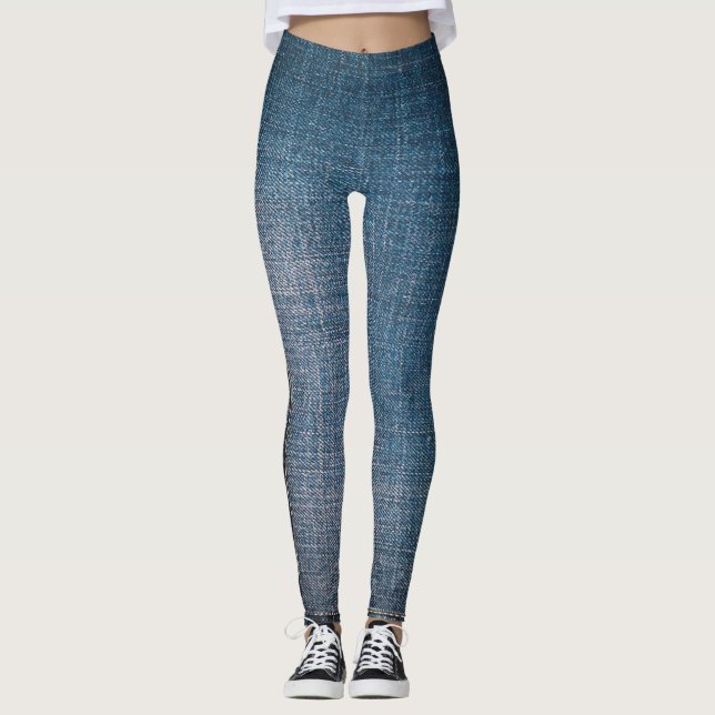Leggings Patrón de vaqueros azules de moda (Anverso)