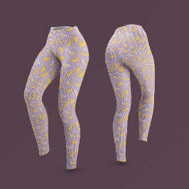 Leggings Patrón de vectores de banda de banana | Púrpura