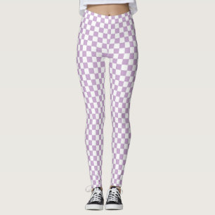 Leggings Patrón de verificación púrpura y blanco