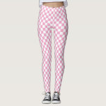 Leggings Patrón de verificación rosa y blanco<br><div class="desc">Leggencias de patrones de cuadros rosados y blancos</div>