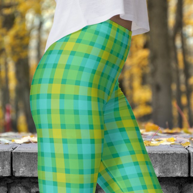 Leggings Patrón de verificación verde suave (Cute Green Check Pattern Leggings)