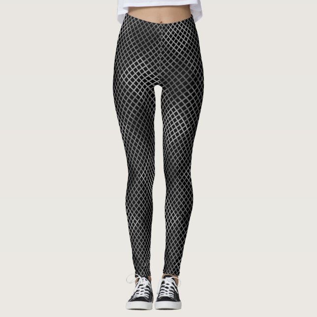 Leggings Patrón de verificador Diagonal 2tn.b Negro BG (Anverso)