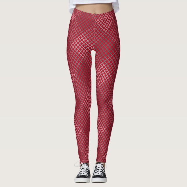 Leggings Patrón de verificador Diagonal 2tn.b Red BG (Anverso)