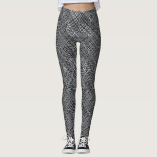 Leggings Patrón de verificador diagonal gris 02.w Negro BG