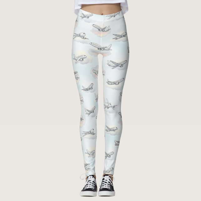 Leggings Patrón de viaje aéreo soñador (1) (Anverso)