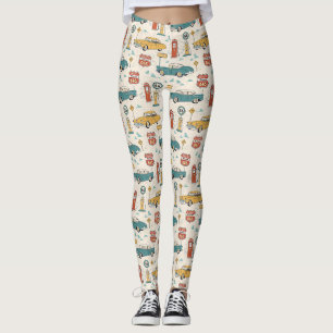 Leggings Patrón de viaje por carretera vintage (1)