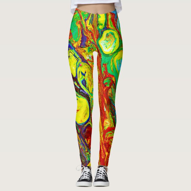 Leggings Patrón de vibración colorido (Anverso)