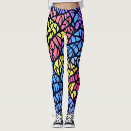 Leggings Patrón de vidrio emplomado geométrico arcoíris mod