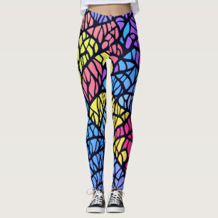 Leggings Patrón de vidrio emplomado geométrico arcoíris mod