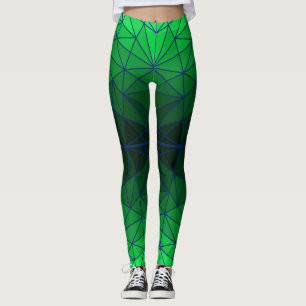 Leggings Patrón de vidrio manchado 02.Green.DBlue Line BG