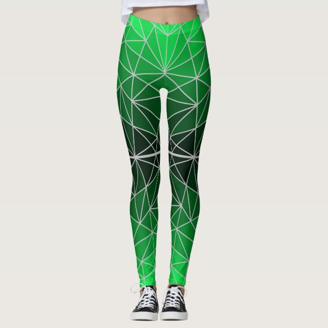 Leggings Patrón de vidrio manchado 02.Green.LGrey Línea BG (Anverso)