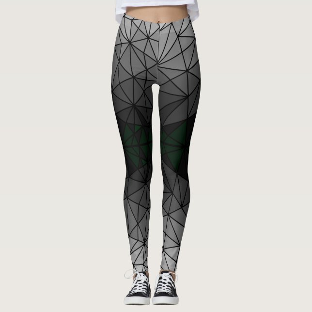 Leggings Patrón de vidrio manchado 03.Gris.Black Line BG (Anverso)