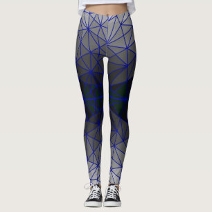 Leggings Patrón de vidrio manchado 03.Gris.Línea Azul BG