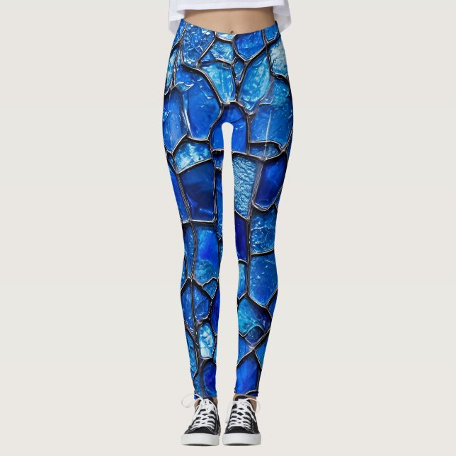Leggings patrón de vidrio veneciano azul (Anverso)
