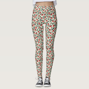 Leggings Patrón de vino de fresa