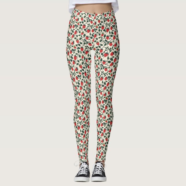 Leggings Patrón de vino de fresa (Anverso)