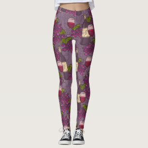 Leggings Patrón de vino de uva