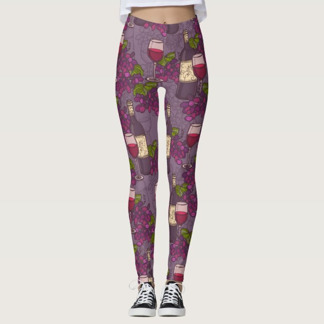 Leggings Patrón de vino de uva (Anverso)