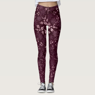 Leggings Patrón de Vino de Zarzamora 