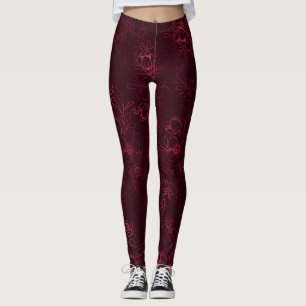 Leggings Patrón de Vino de Zarzamora 