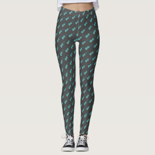Leggings Patrón de violín - Gris azul y oscuro